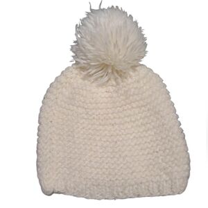 COLORPLAY cream knit pompom hat OS